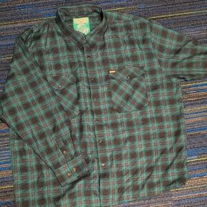 DIXXON Green and Black Plaid Casual Button Down Shirt